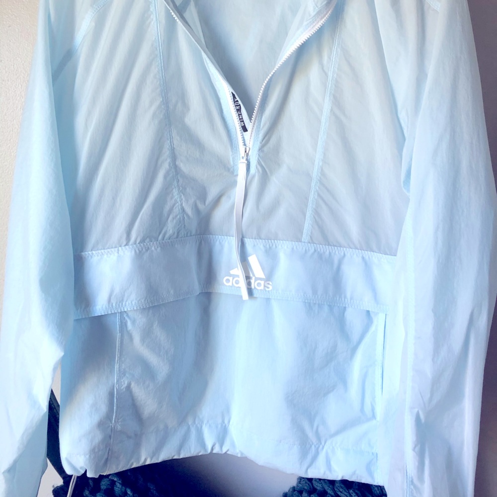 Adidas windbreaker/light blue color
